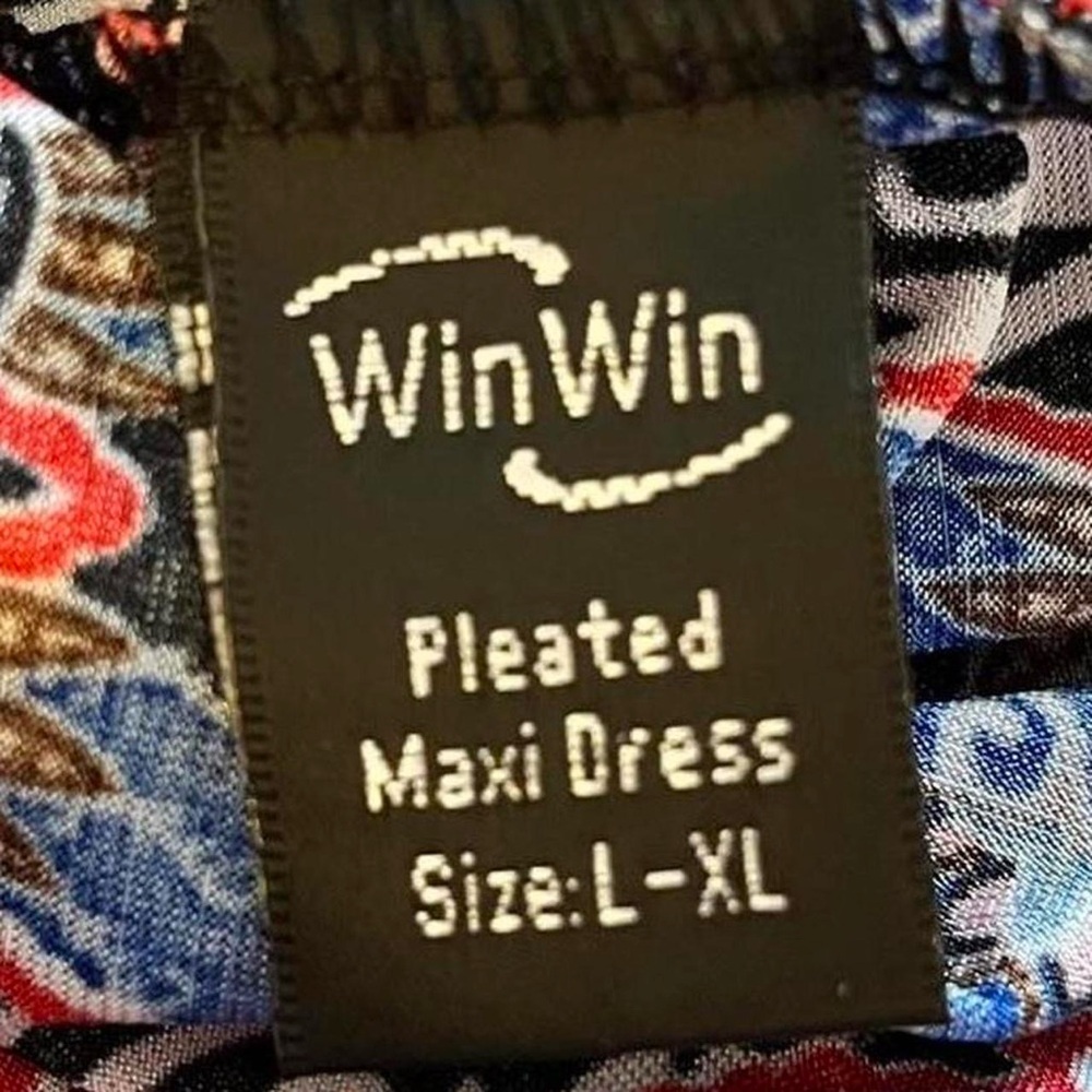 Paisley Red Maxi Dress Tie Straps WinWin Size Large - Picture 6 of 7